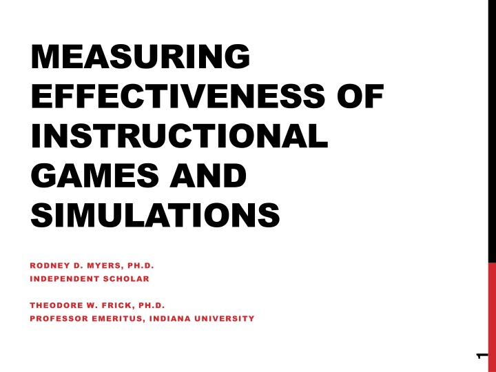 measuring effectiveness of instructional games