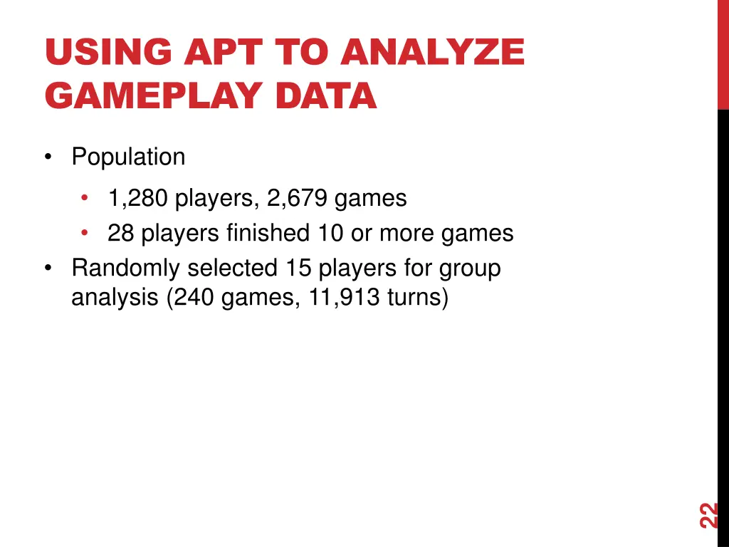 using apt to analyze gameplay data 1