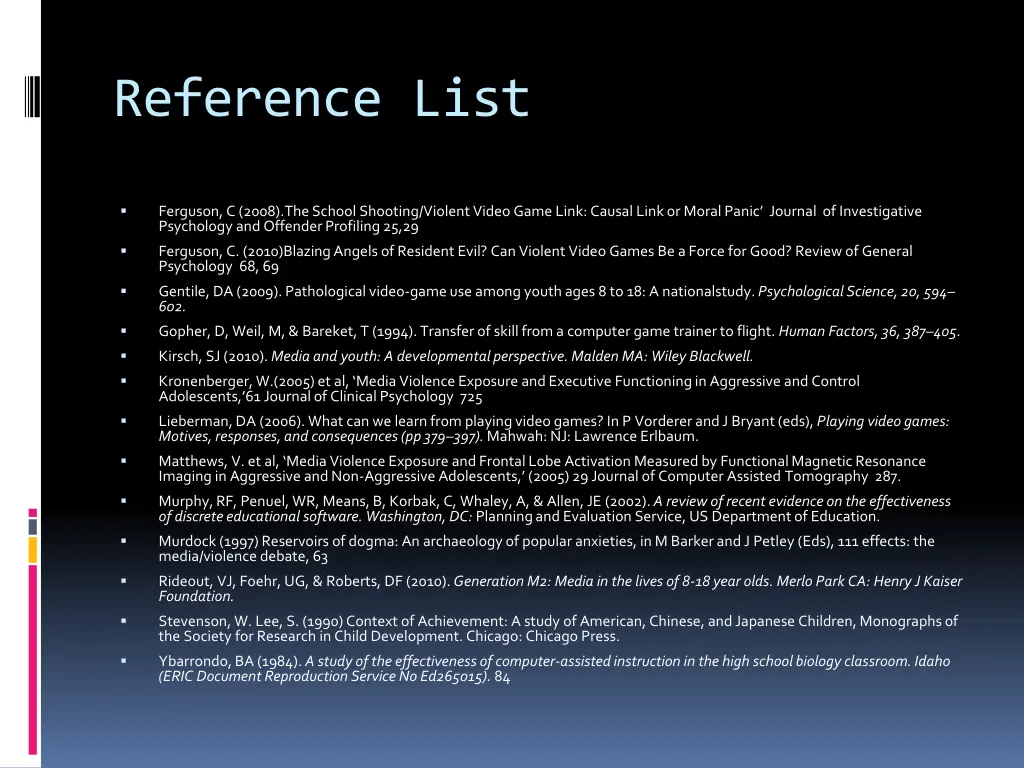 reference list 1