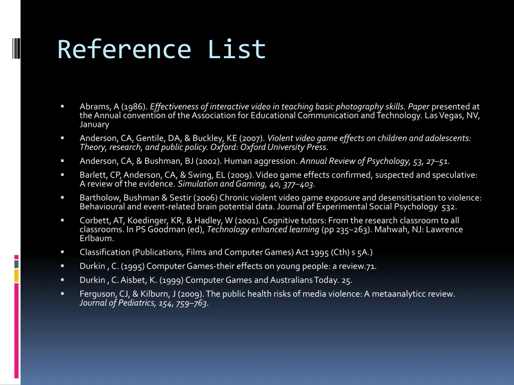 reference list