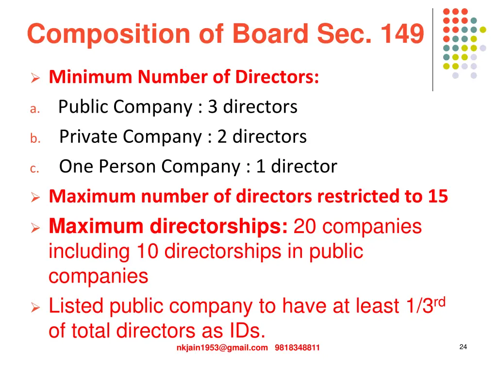 composition of board sec 149