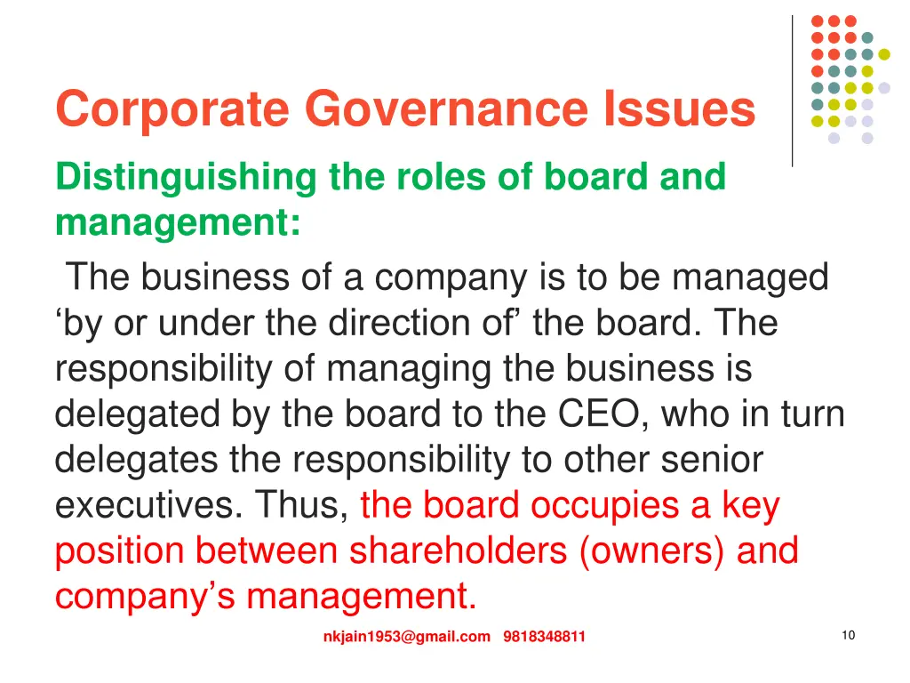 corporate governance issues distinguishing