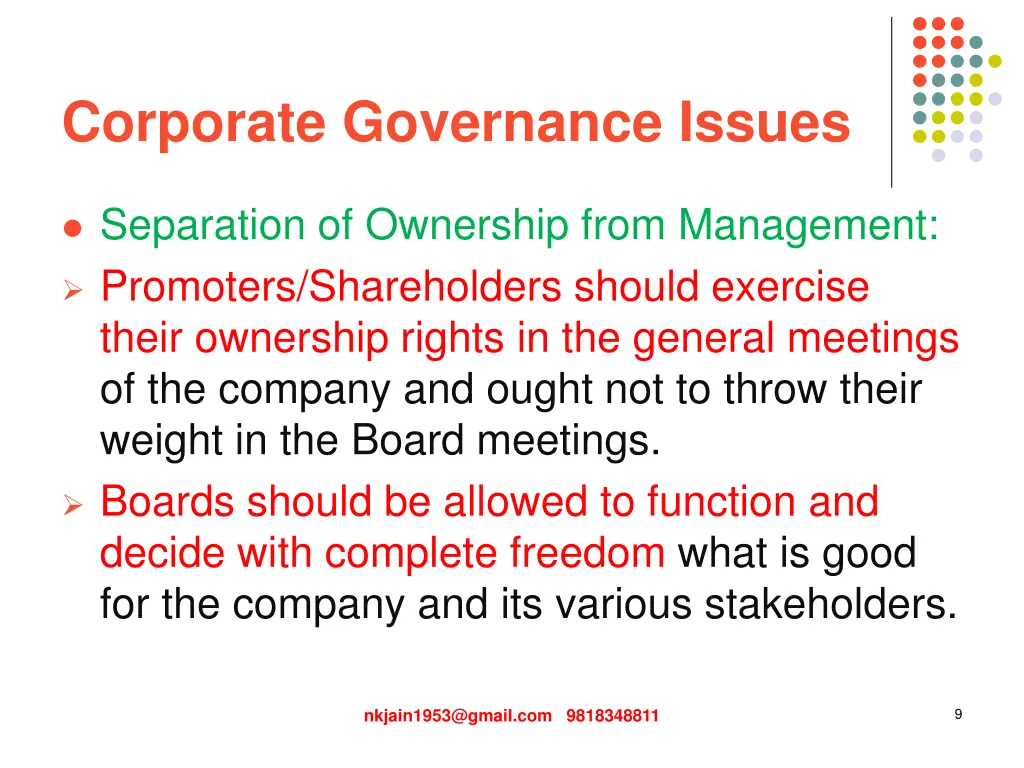 corporate governance issues