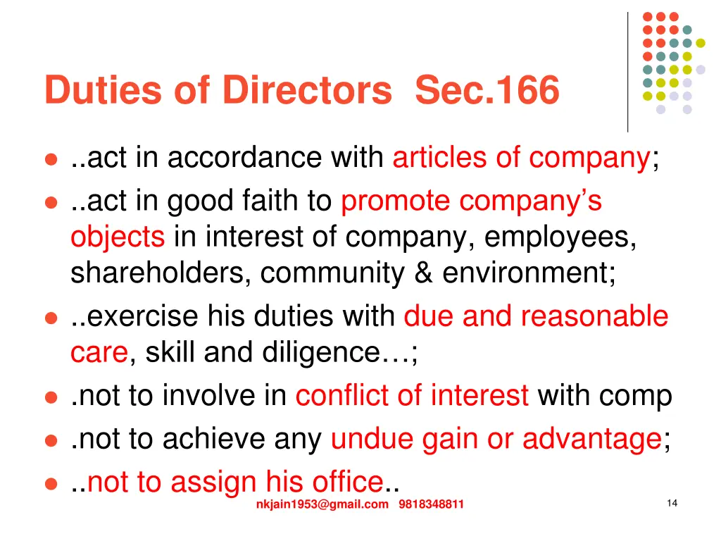 duties of directors sec 166