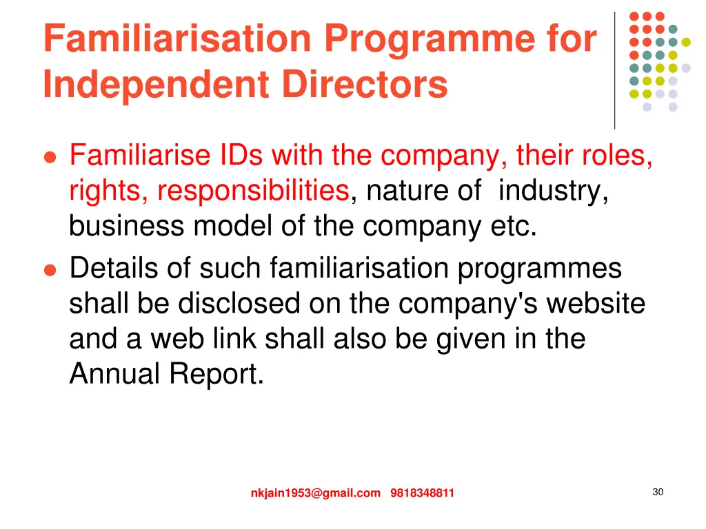 familiarisation programme for independent