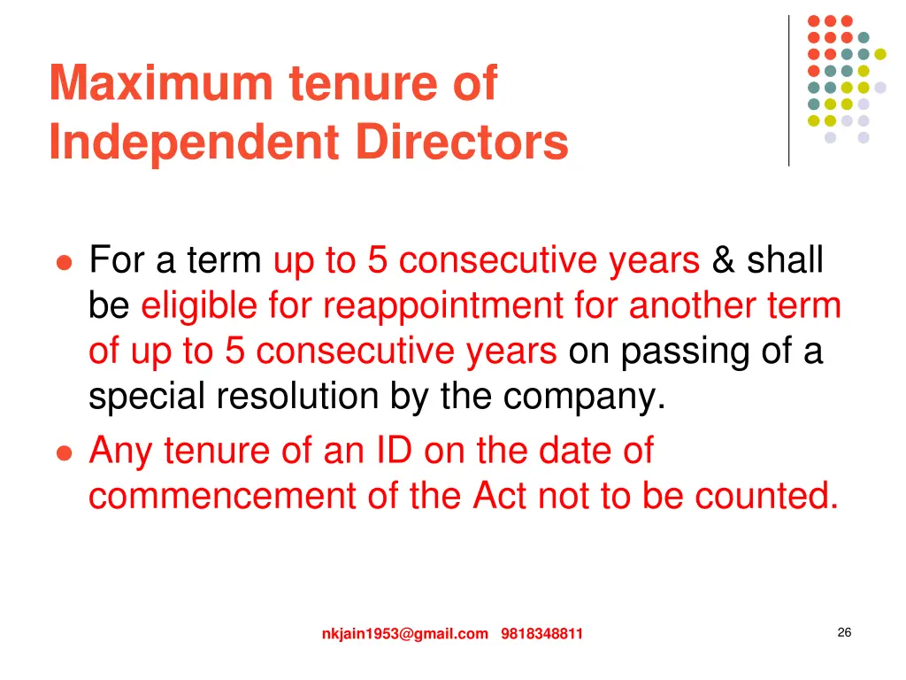 maximum tenure of independent directors