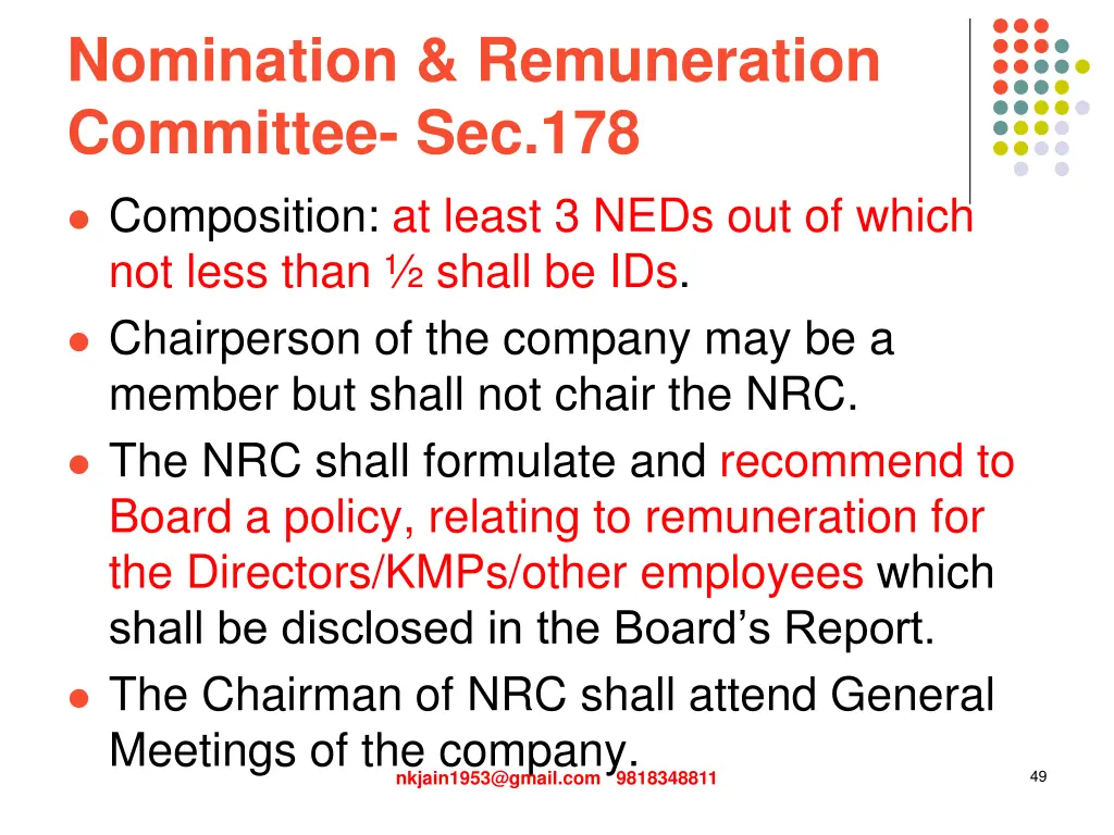 nomination remuneration committee sec 178