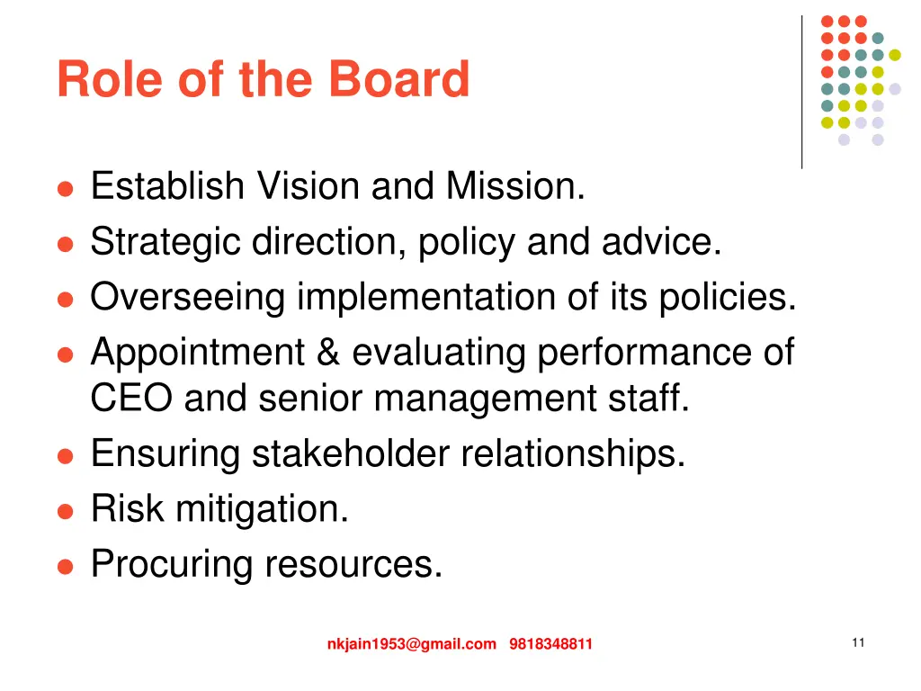 role of the board