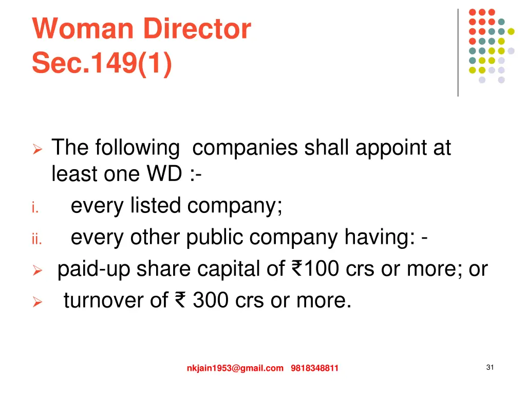 woman director sec 149 1