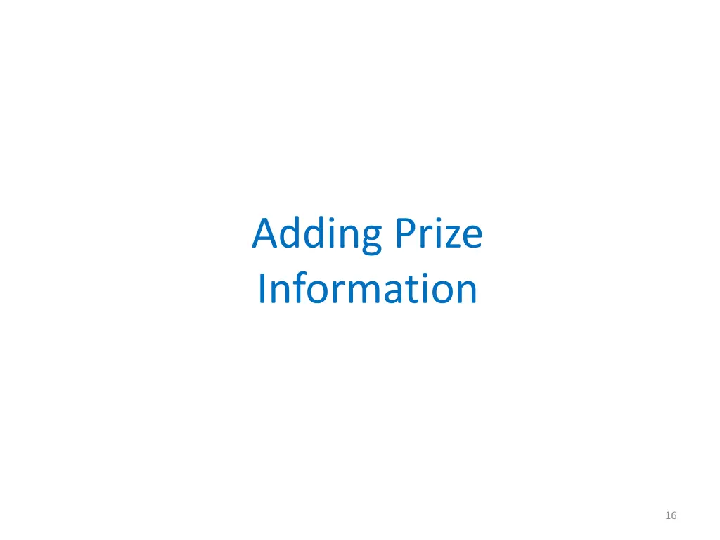 adding prize information