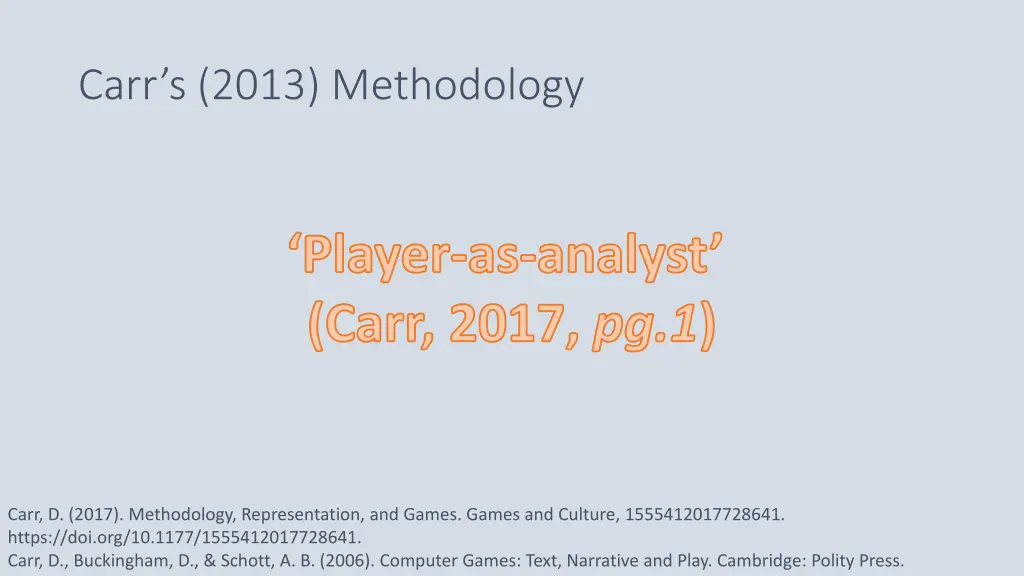 carr s 2013 methodology