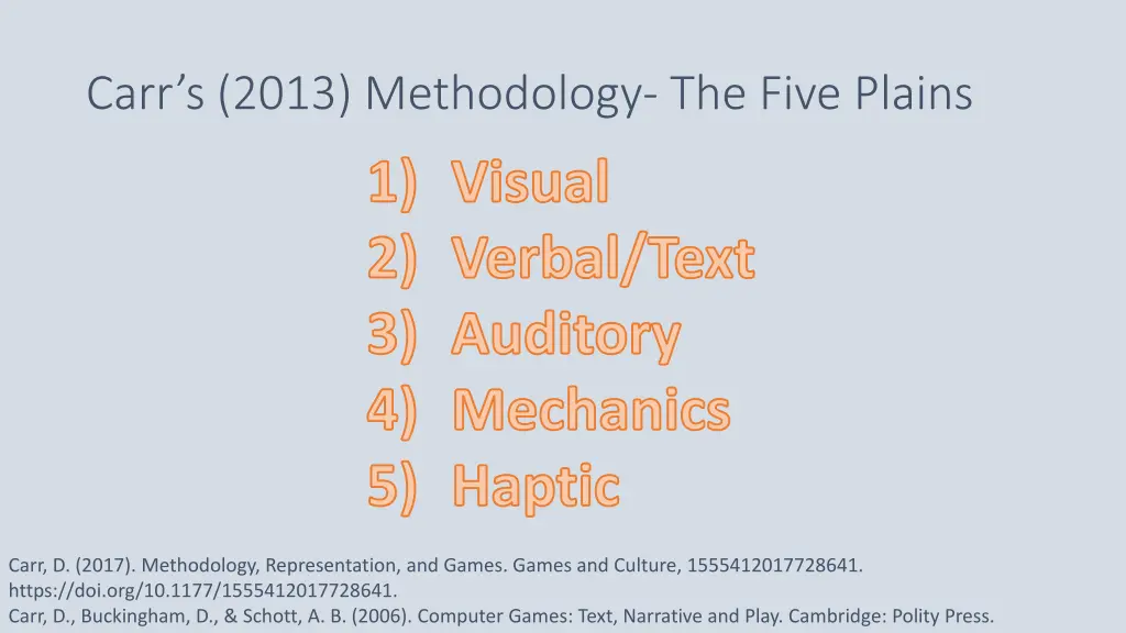 carr s 2013 methodology the five plains