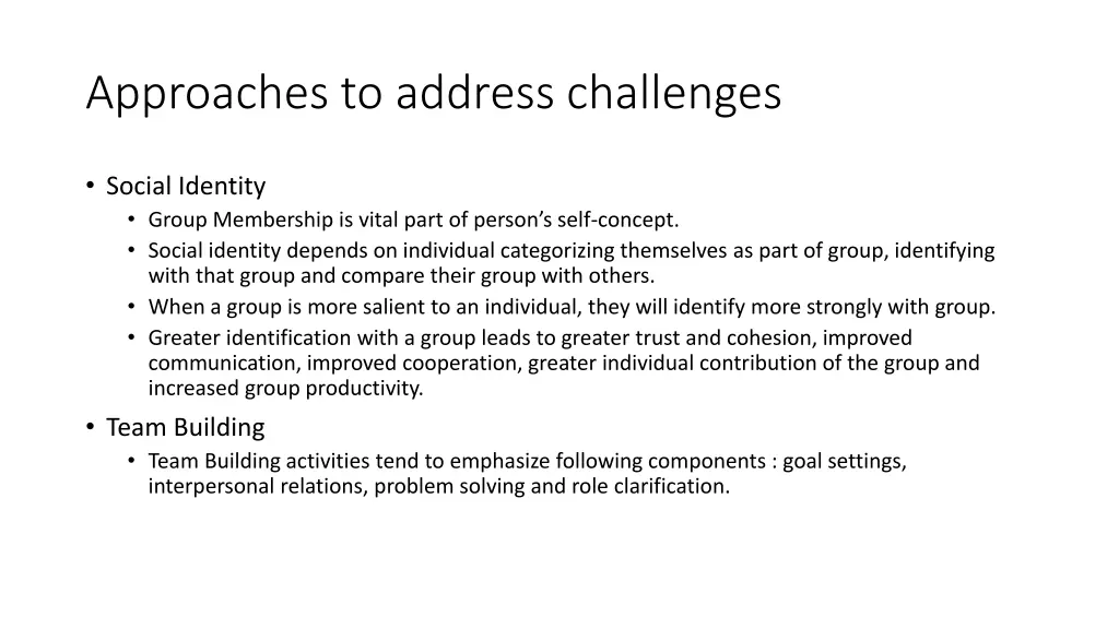 approaches to address challenges