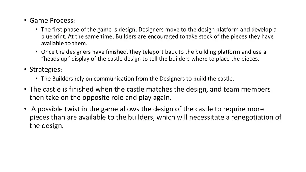 game process the first phase of the game