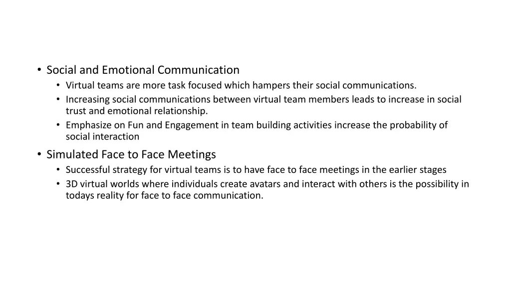 social and emotional communication virtual teams