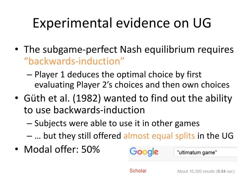 experimental evidence on ug