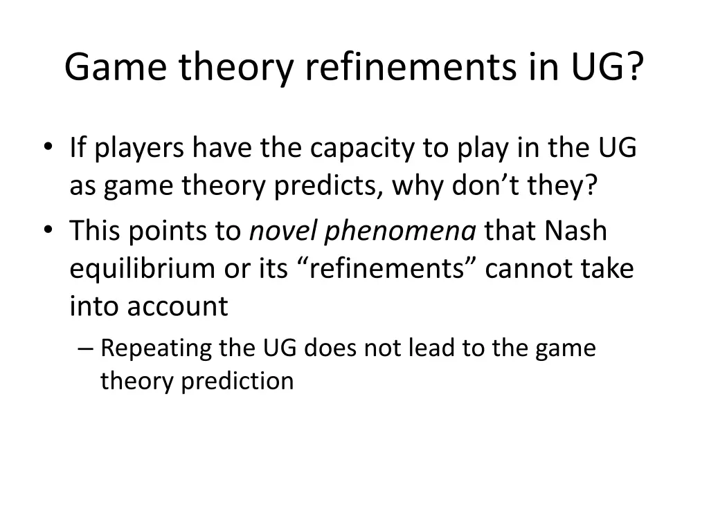 game theory refinements in ug