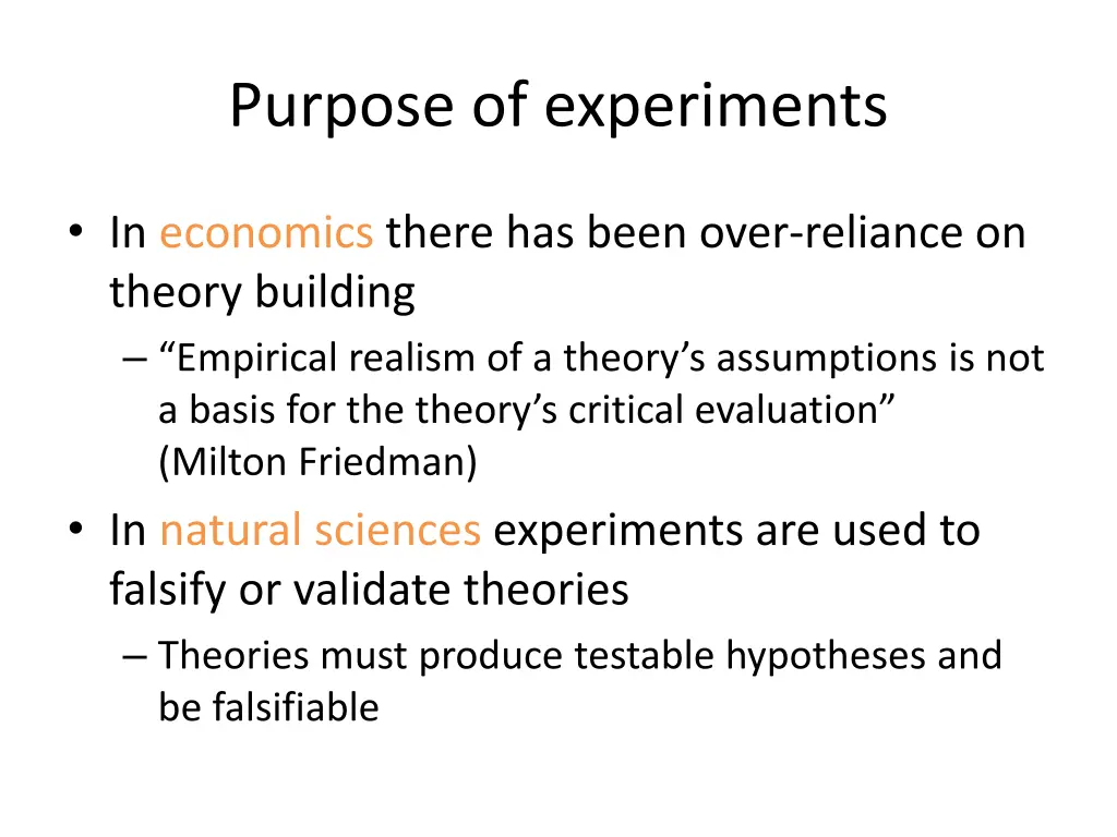 purpose of experiments