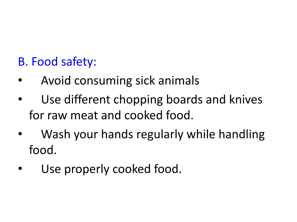 b food safety avoid consuming sick animals