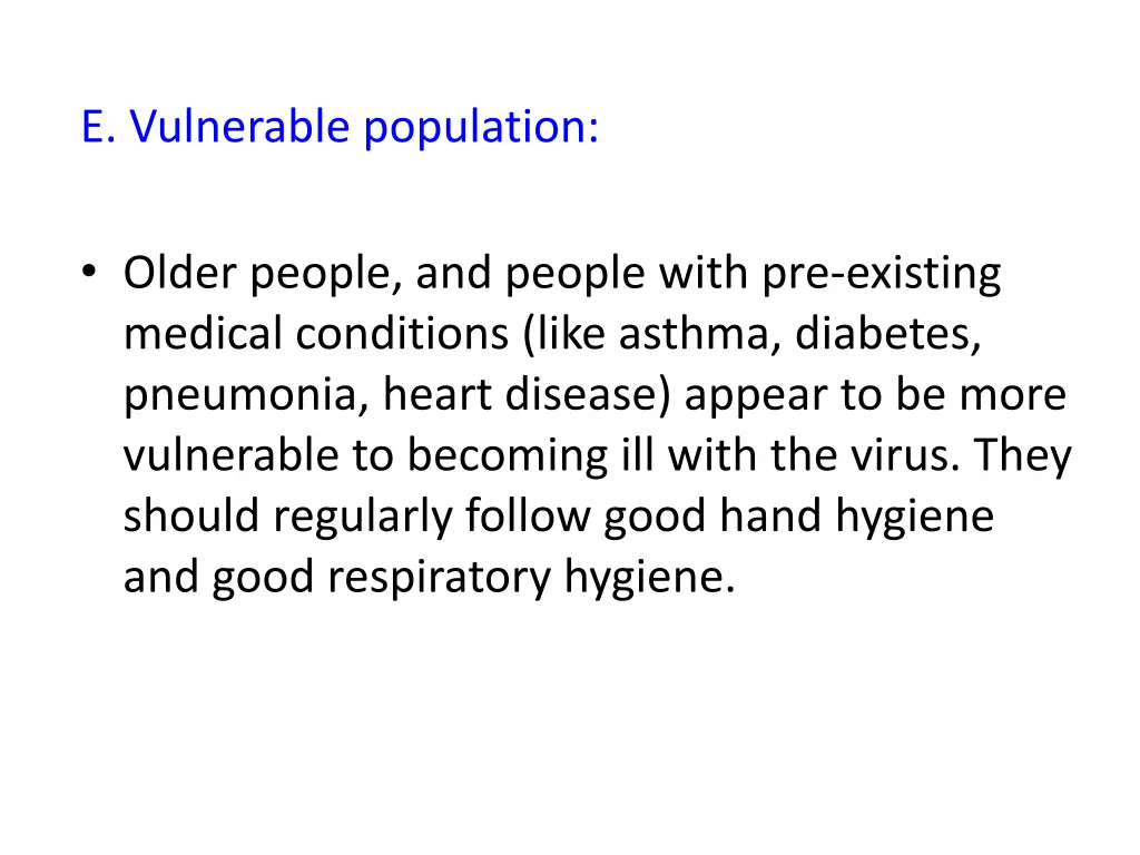 e vulnerable population