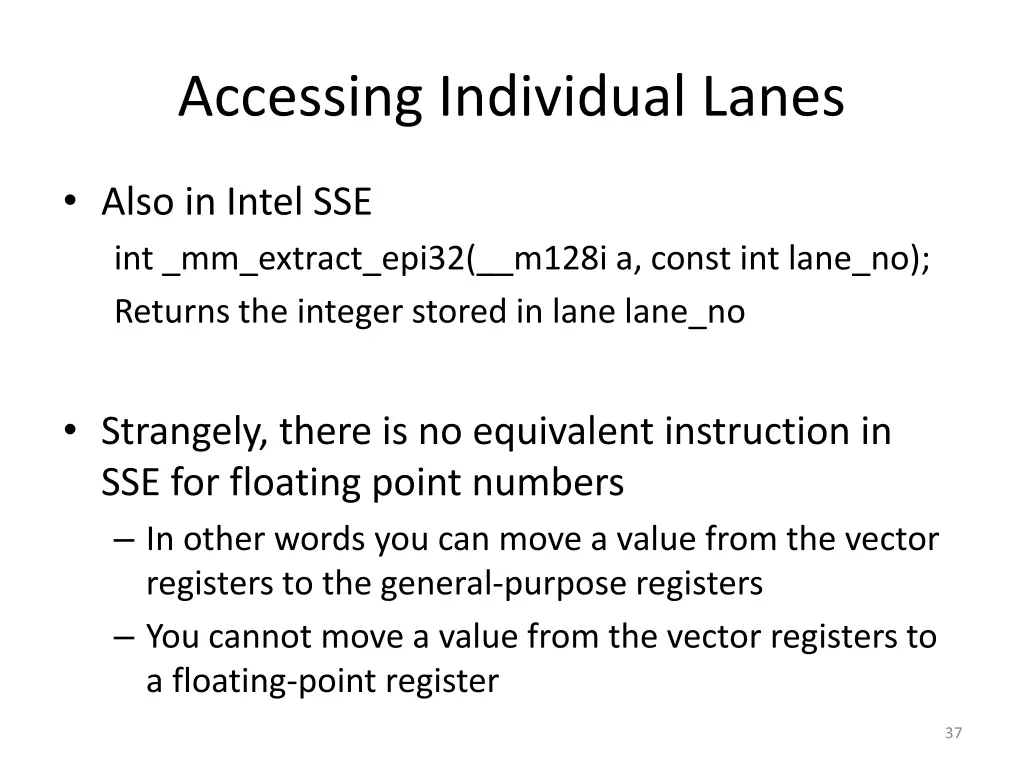 accessing individual lanes 1