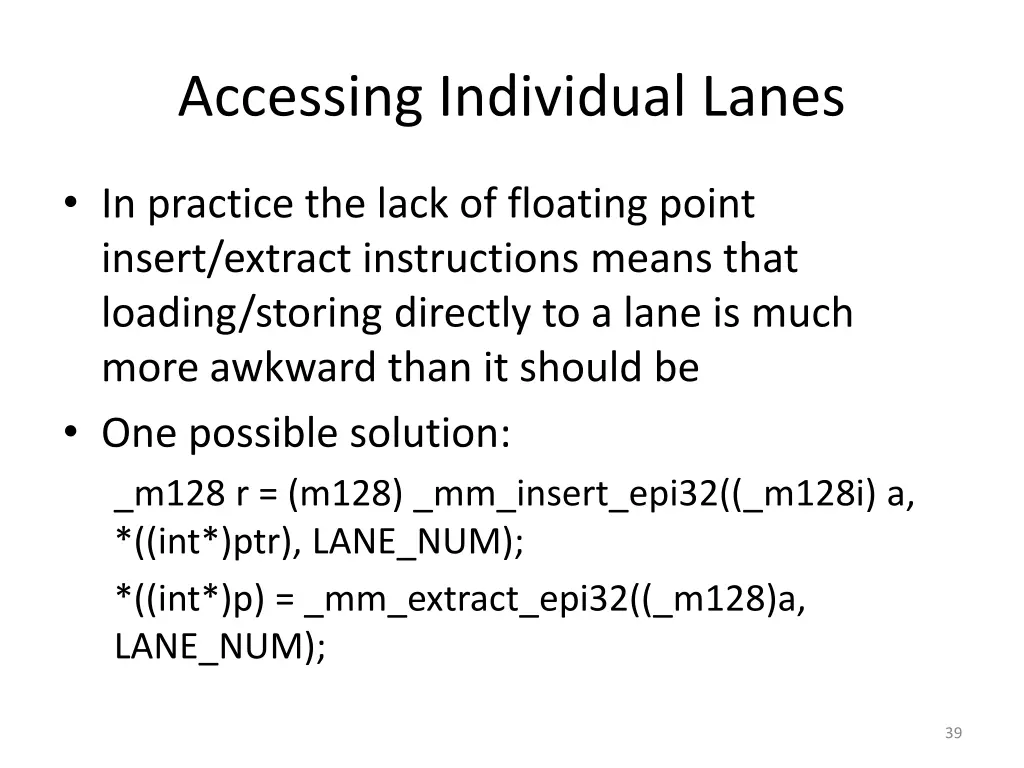 accessing individual lanes 3