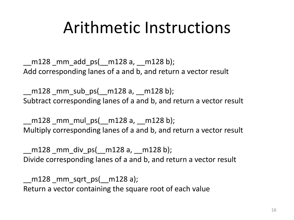 arithmetic instructions