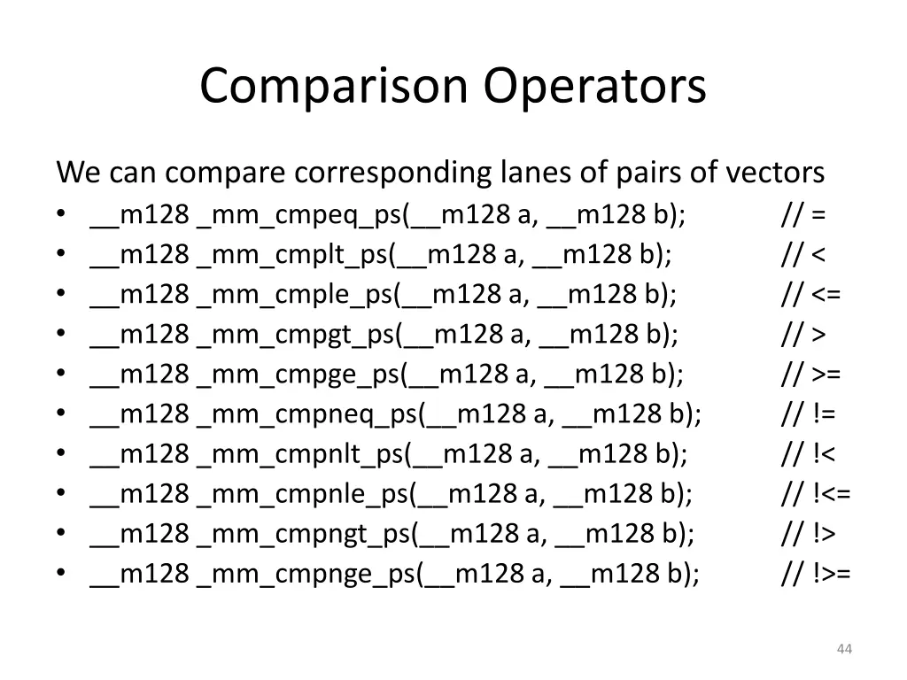 comparison operators