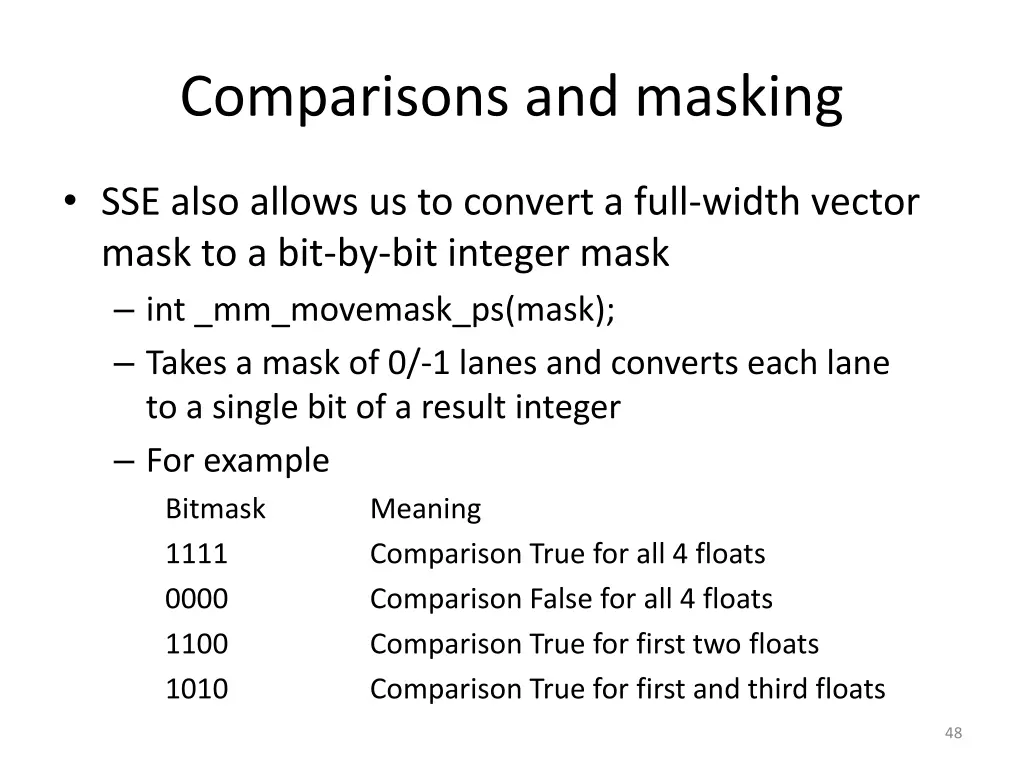 comparisons and masking 2