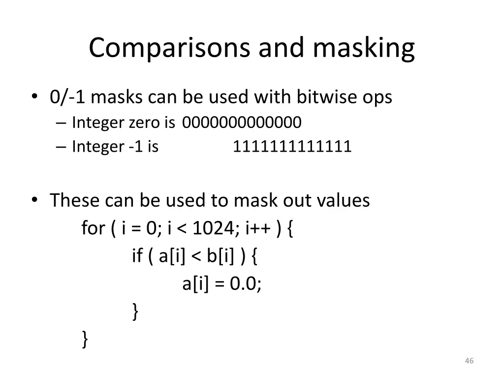 comparisons and masking