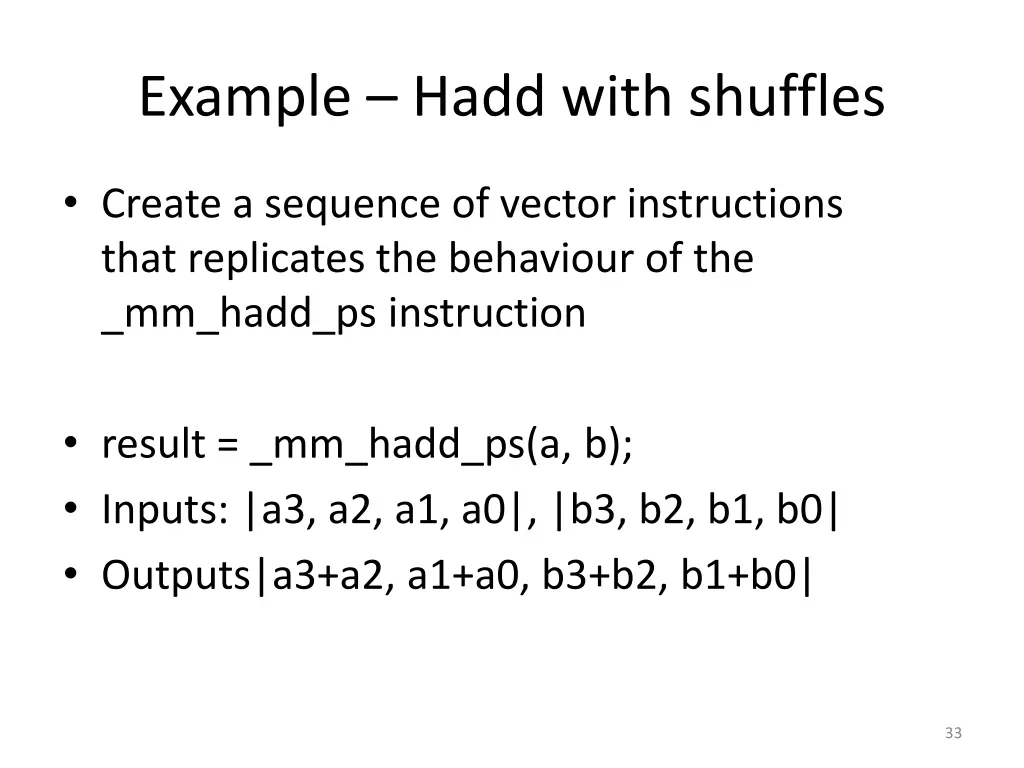 example hadd with shuffles