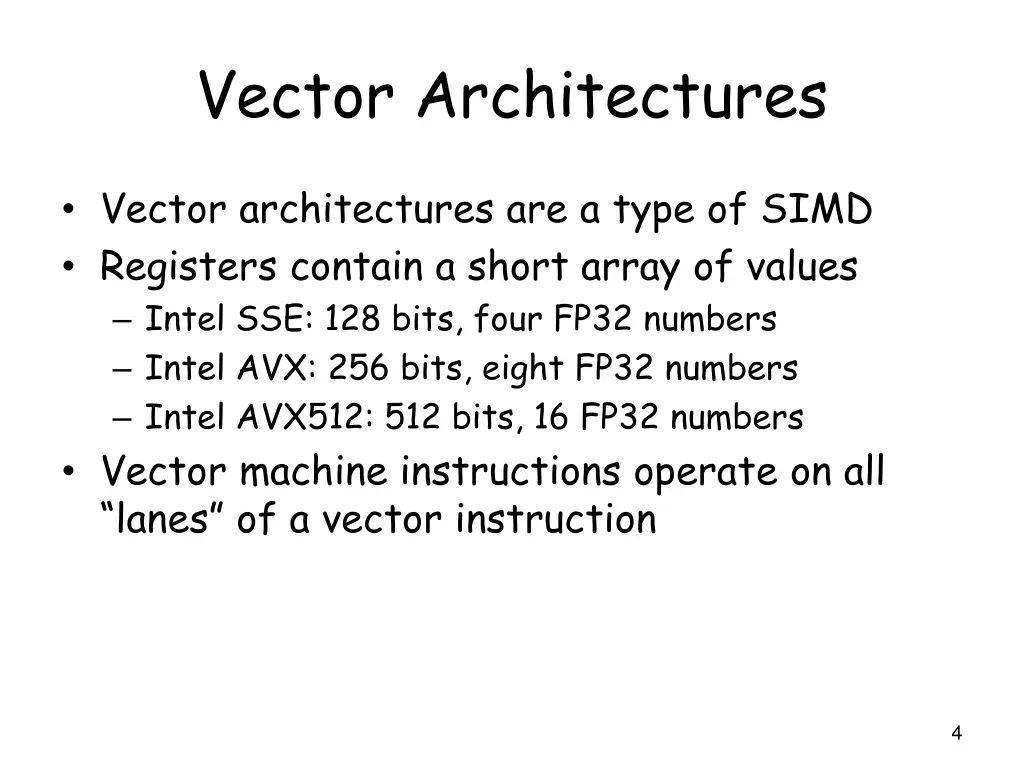 vector architectures