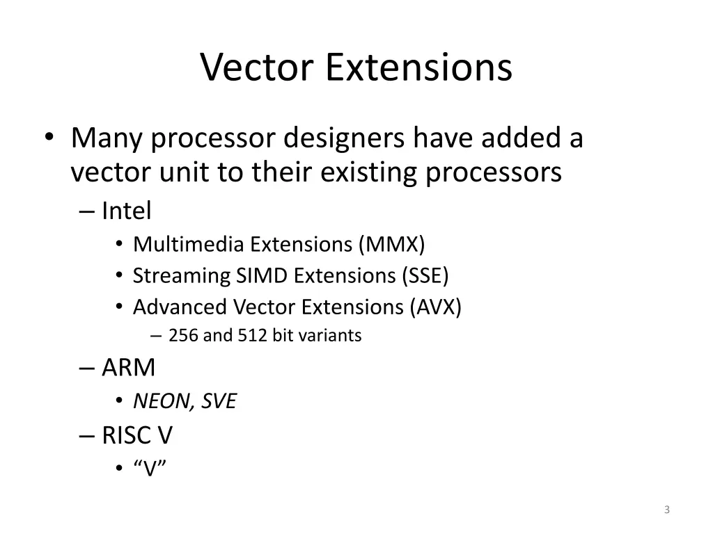 vector extensions