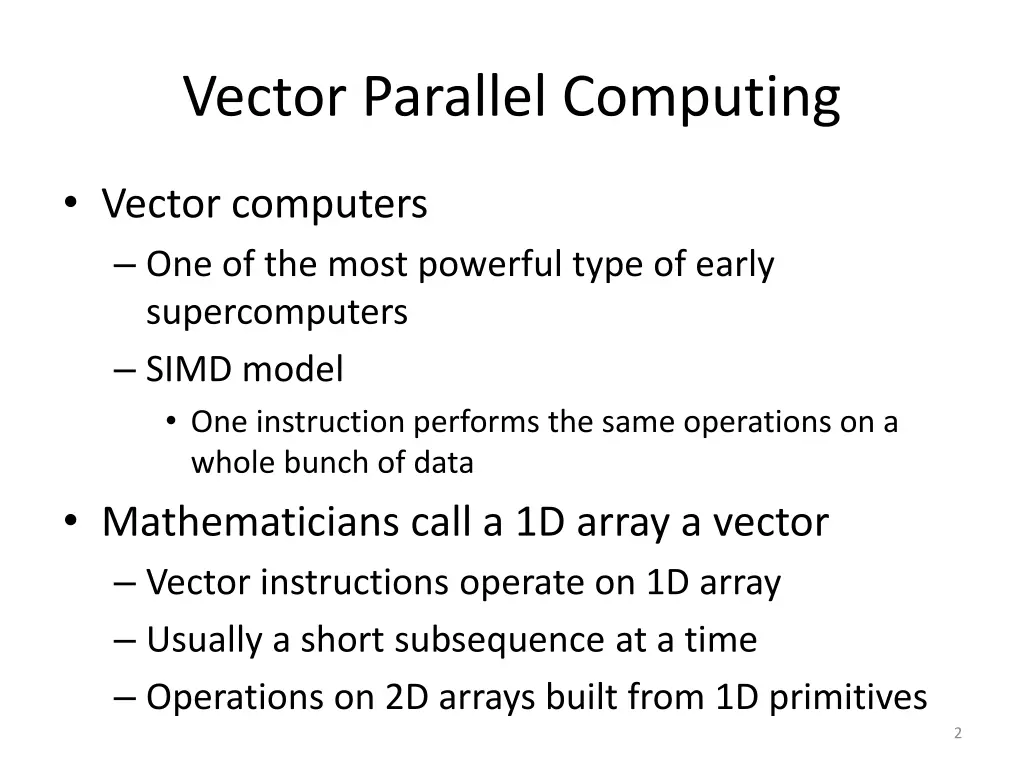 vector parallel computing