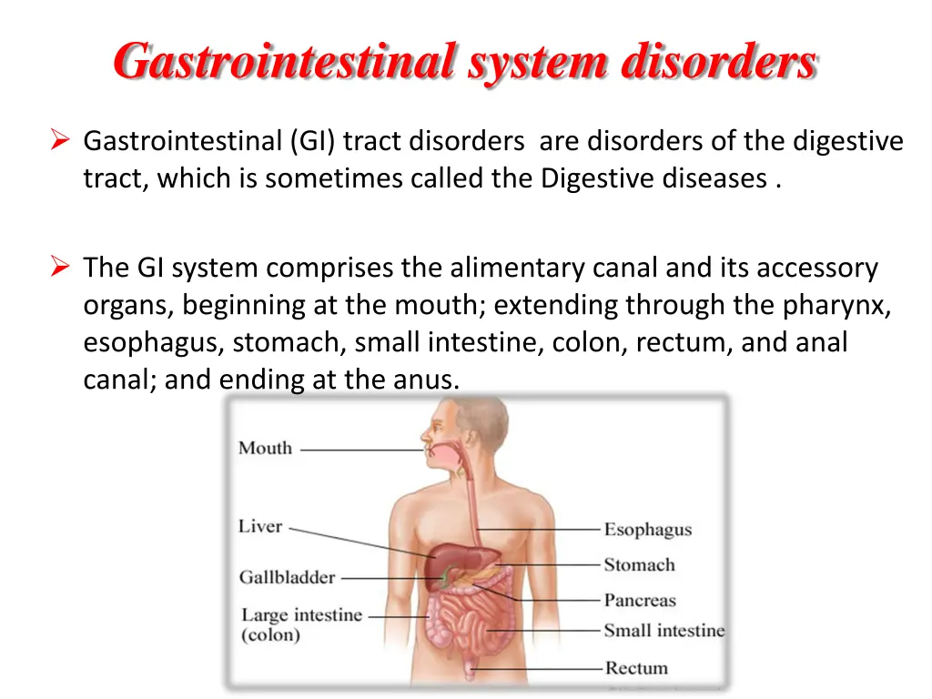 gastrointestinal system disorders