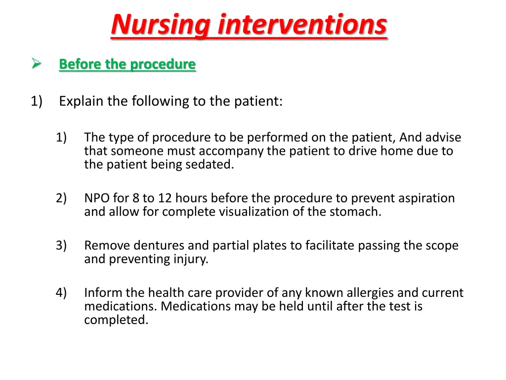 nursing interventions