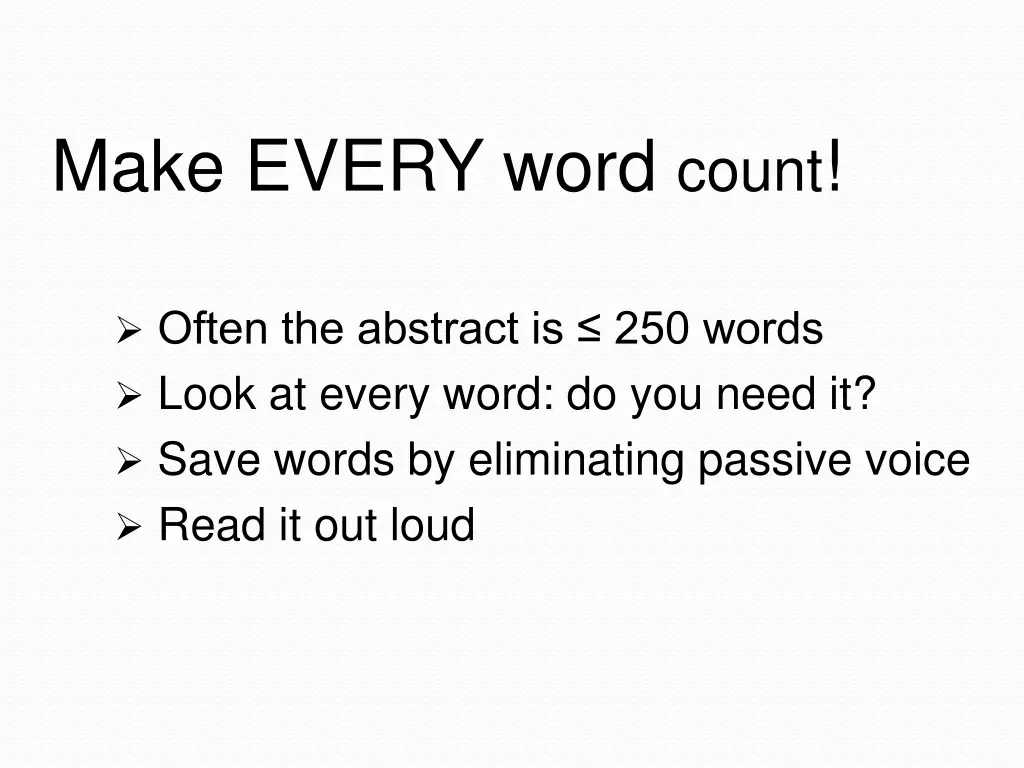 make every word count