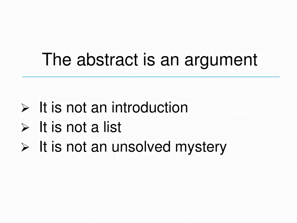 the abstract is an argument