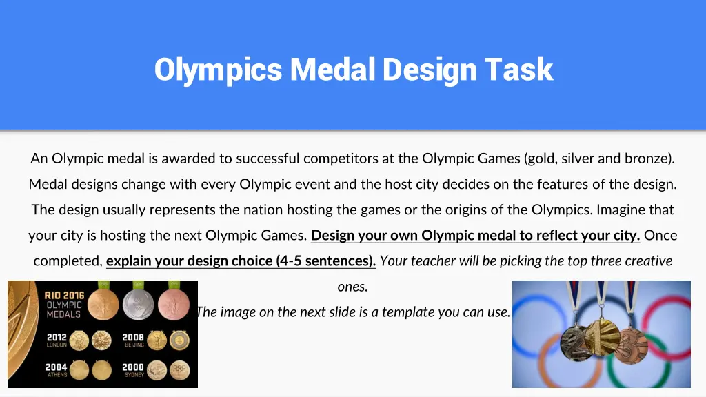 olympics medal design task