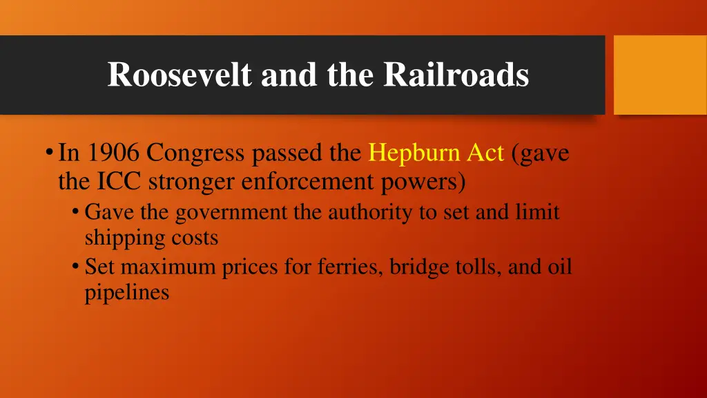 roosevelt and the railroads 1