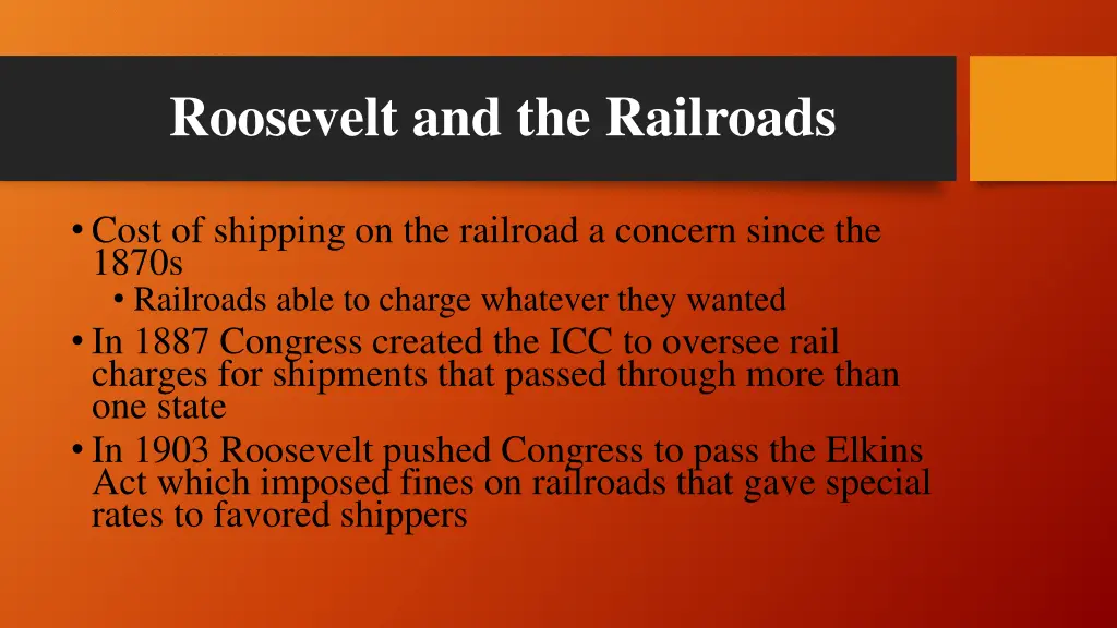 roosevelt and the railroads