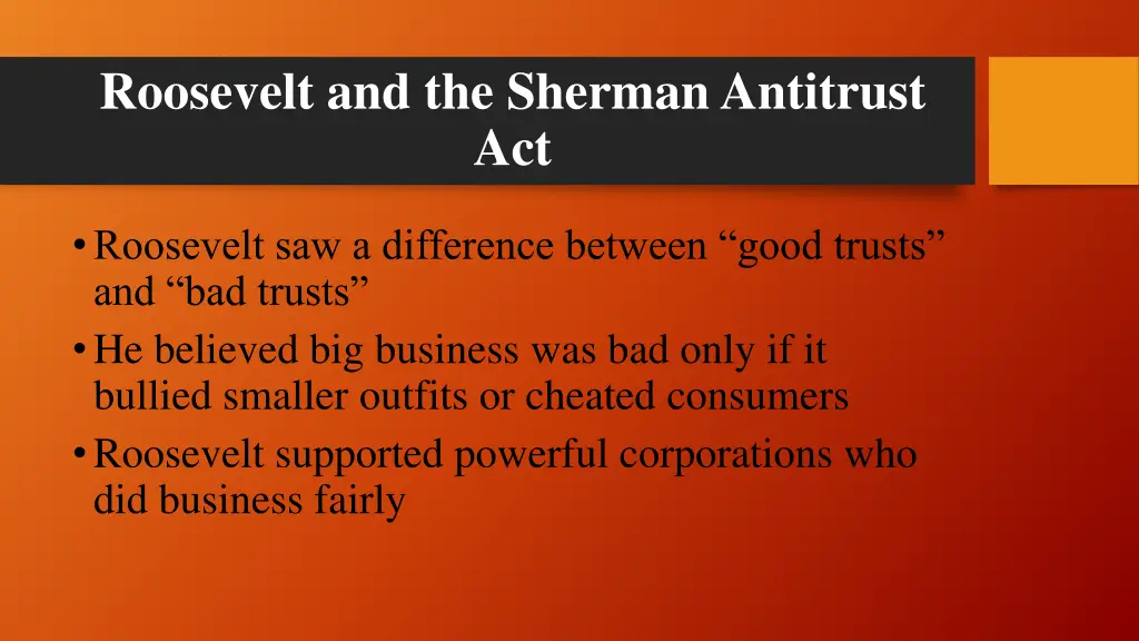 roosevelt and the sherman antitrust act 1