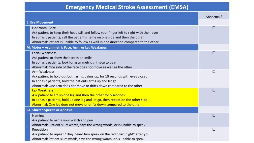 emergency medical stroke assessment emsa 4