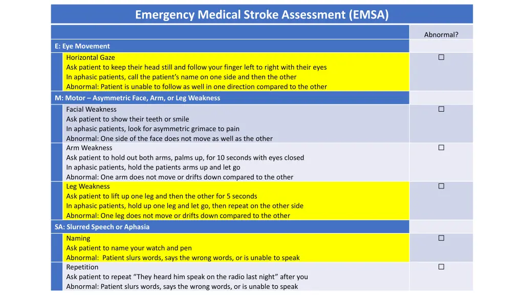 emergency medical stroke assessment emsa 8