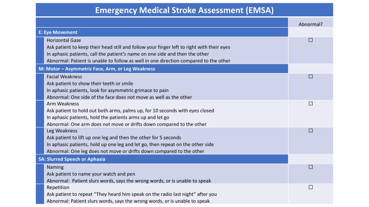 emergency medical stroke assessment emsa