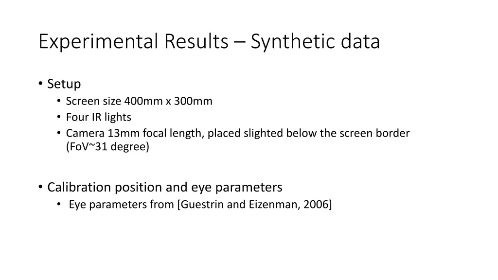 experimental results synthetic data