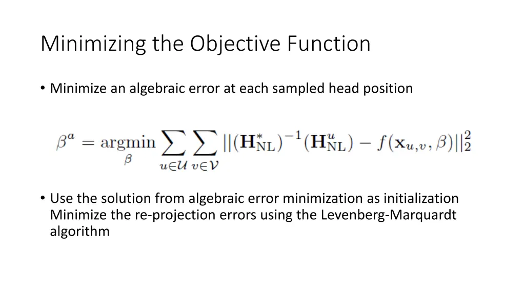 minimizing the objective function