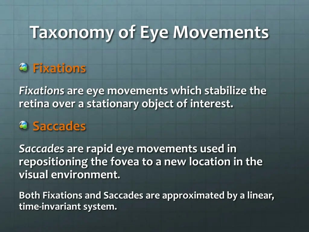 taxonomy of eye movements