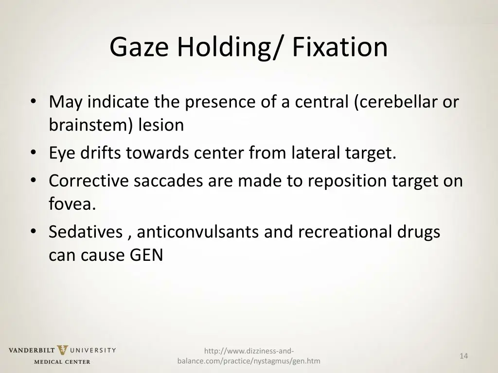 gaze holding fixation