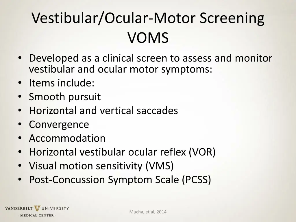 vestibular ocular motor screening voms developed